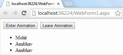 enter and leave animation